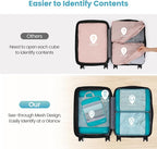 Cambond See Through Mesh Compression Packing Cubes - 4 Piece Expandable Space Saving Packing Cubes for Travel, Lightweight Tr