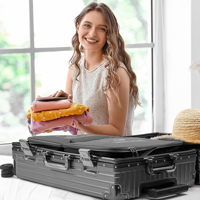 G4Free 6 Set Compression Packing Cubes, 3 sizes Travel Packing Organizers for Suitcases, Expandable Luggage Suitcase Storage 