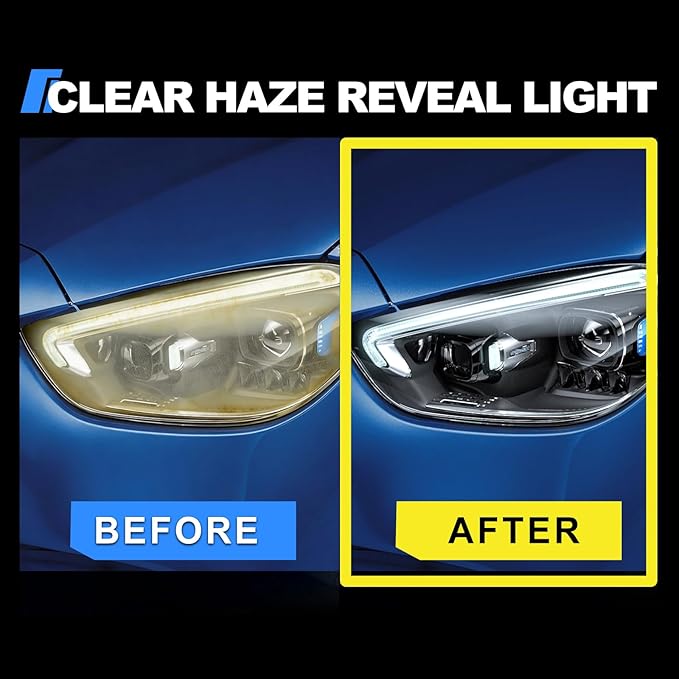 Advanced Car Headlight Restoration Kit: Erase Yellowing & Oxidation Restores Clarity with Long-Lasting UV & Hydrophobic Ceram