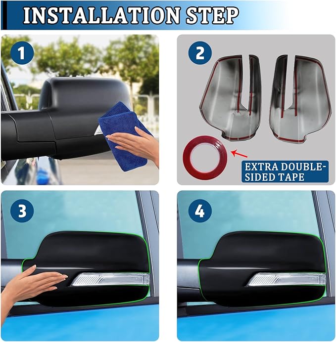 2 PCS Door Rearview Mirror Cover for Dodge RAM 1500 TRX 2021-2024 Exterior Decoration Accessory Kit (Gloss Black)