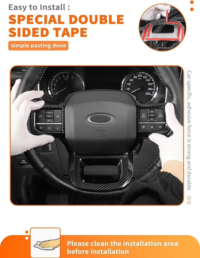 Savadicar Carbon Fiber Interior Accessories - Steering Wheel Trim Cover for Ford F150 (2021-present) - Premium Texture Interior Decor Upgrade Option, 1 PC