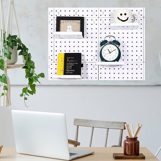 Beeveer 4 Pcs Pegboard Shelves Wall Organizer Brackets Pegboard Steel Tray Accessories Organizing Tools for Craft Garage Nurs
