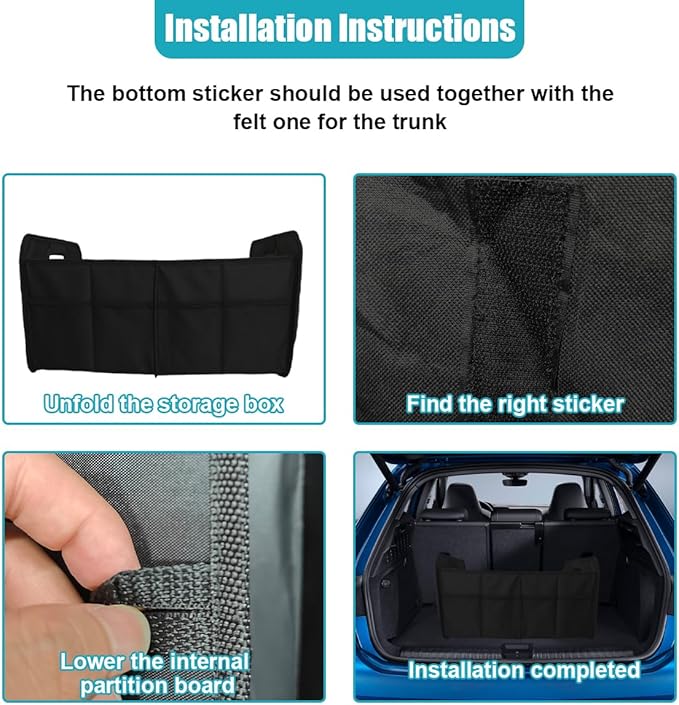 Car Trunk Organizer, Collapsible Multi-Compartment Auto Storage Box with 4 Pockets, Waterproof Oxford Fabric Car Trunk Container