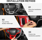 for Ford Bronco 2021 2022 + Interior Steering Wheel Panel Cover Compatible with Ford Bronco 2021 2022+ (ABS,1PC,Red)