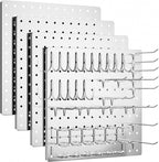 FZK Peg Board, 4 Pack Metal Pegboard Kit,Silver Pegboard Wall Organizer with 32 Pcs Hooks, Peg Board for Walls Home, Garage T