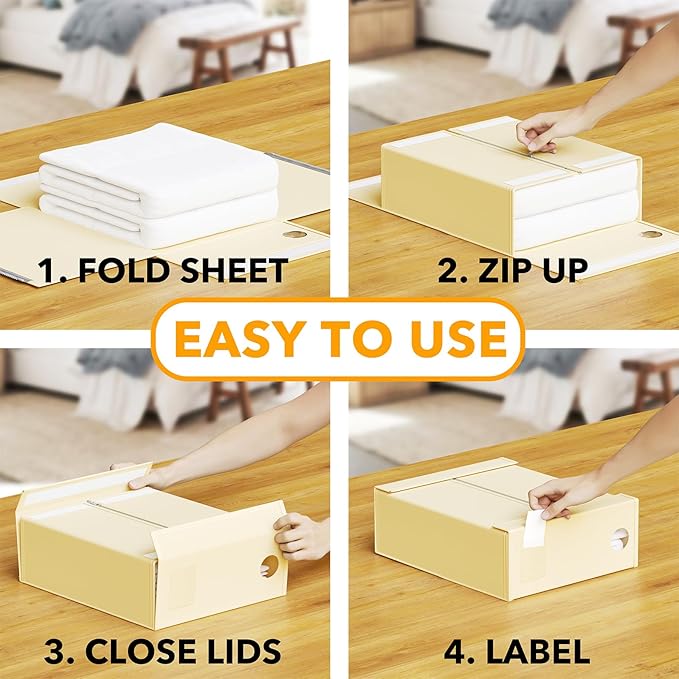 SpaceAid 12 Pack Bed Sheet Organizers and Storage, Foldable Organizer for Linen Closet, Set Folder Keeper With Window XL (Que