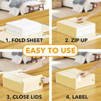 SpaceAid 3 Pack Bed Sheet Organizers and Storage, Foldable Linen Closet Organizer, Set Folder Keeper With Window XL (Queen & 