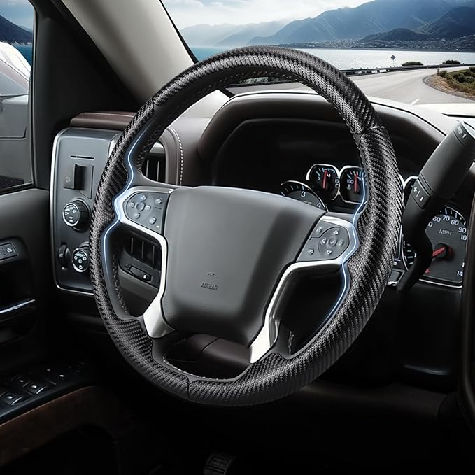 Steering Wheel Cover for Chevy Silverado 1500 2014-2018/2500 2500HD 3500 3500HD 2015-2019/ 4500HD 5500HD 6500HD 2019-2024/ Suburban Tahoe 2015-2020/ Colorado 2015-2022/ Traverse 2018-2023 Chevrolet