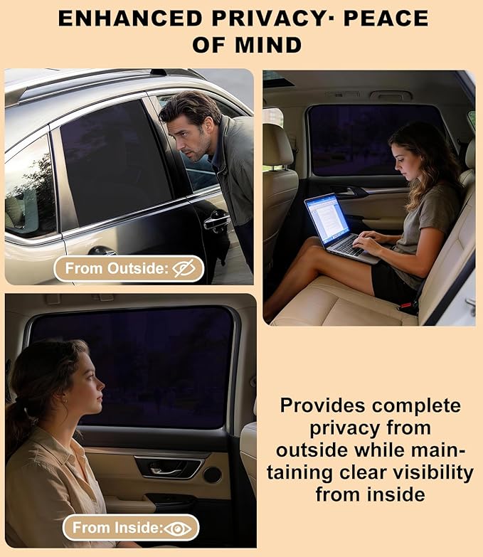 XCBYT Car Window Shades for 2017-2022 CRV | Static Cling Rear Side Window Semi-Transparent Sunshade, UV Protection, Privacy for Kids & Pets, Easy Install, No Residue (2 PCS)