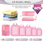 Ultralight Compression Packing Cubes for Suitcases Carry on，Compressible Mesh Packing Cubes for Travel Women Travel Essential