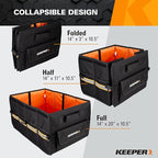 KEEPER Standard Trunk Organizer, 48L, Multi-Compartment Collapsible Car Organizers and Storage, Non-Slip Bottom, Suitable for