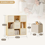 EXPERLAM 9 Cube Storage Organizer - Solid Wood Bookshelf with 5 Storage Bins, Cube Shelf with 3 Removable Back Panels, Vertic