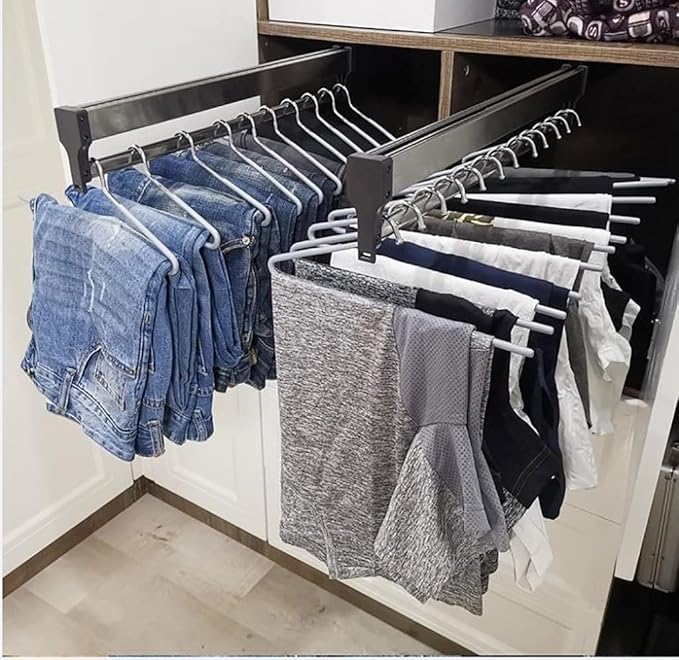 Closet Clothes Hanger Rail,Pull-Out Closet Rod 30-60cm,Wardrobe Clothing Rail,Closet Organizer Rack for Pants and Coat (450MM