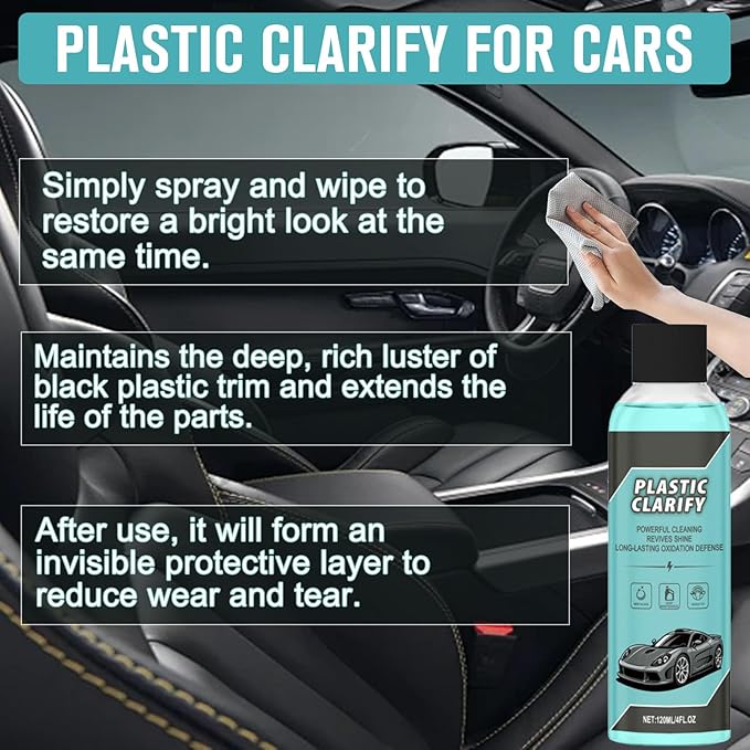 2PCS Plastic Clarify For Cars, Waterless Spray Wax, Plastic Clarify, All-In-One Detailer For Car Interiors & Exteriors, Plast