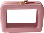 SANHECUN Toiletry bag waterproof cosmetic organizer with handle large opening for travelling (Pink)