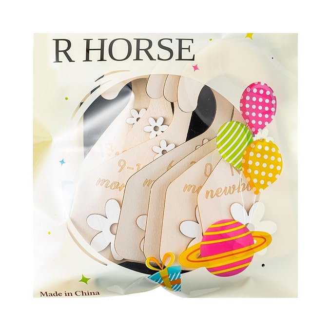 R HORSE Wooden Baby Closet Dividers - 8Pcs Double-Sided 3D Daisy Nursery Closet Organizer Baby Clothes Size Hanger Dividers N