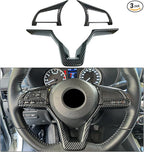 Carbon Fiber Steering Wheel Interior Decoration Cover Trim Accessories for Nissan Altima(2019-2024),for Sentra/Versa(2020-2024),for Leaf/Kicks(2018-2024),for Rogue(2017-2020),for Rogue Sport