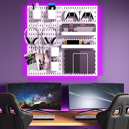 Pegboard Combination Kit, 4 Peg Boards White Pegboard for Walls, Office Wall Organizer, Gaming Room Wall, Nursery Storage, 22