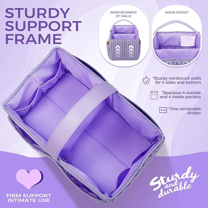 Luxurious Baby Diaper Caddy, Nursery Storage Basket for Newborn Boy and Girl, Travel Baby Basket for Diapers Baby Wipes, Orga