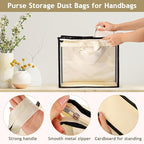 15 PCS Dust Bags for Handbags,Purse Protector Storage Bag,Purse Cover Hanging Closet Organizer with Zipper Handle,Clear Handb