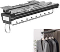Heavy Duty Pull Out Clothes Rail - Extendable Hanger Rack with Buffer System, Adjustable Steel Wardrobe Rod for Efficient Clo