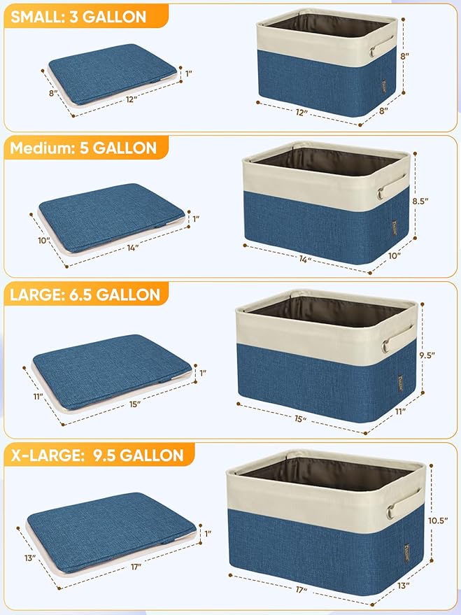BALEINE 1 Pack Fabric Closet Storage Bins for Shelves, Linen Closet Organizers and Storage, Decorative Baskets for Organizing