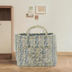 Boho Fabric Storage Basket, Large Capacity Laundry Basket, 12.2'' x 10.23'' x 10.23'' Collapsible Laundry Hamper with Easy Ca