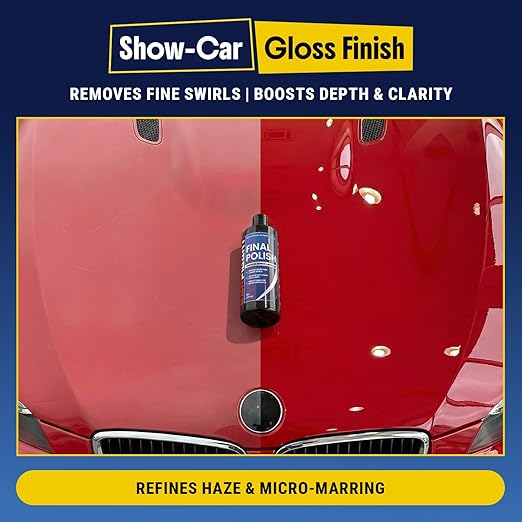 Carfidant Final Polish - Ultra Fine Finishing Polish for Cars - Removes Micro Haze Swirl Marks & Micro Marring - Mirror Gloss Car Polish - Safe for Dark Paint Clear Coat - Pre Wax Ceramic Prep - 16 oz
