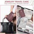 Travel Jewelry Organizer Box, Foldable Travel Case for Earrings, Necklaces, Rings, Bracelets, Red Sandalwood