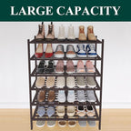 Smiry Bamboo Shoe Rack 6-Tier, Stackable Wooden Shoe Organizer for Entryway & Closet, Free Standing Wood Shoe Storage Shelf f