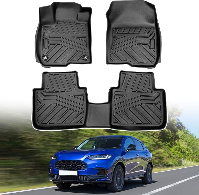 Powerty Floor Mats for 2023 2024 2025 2026 Honda HR-V HRV Accessories All Weather Floor Liner 3D TPE 1st & 2nd Row Floor Mat Heavy-Duty Floor Liners