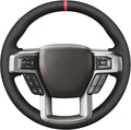MEWANT DIY Black Smooth Woven Embossed Faux Leather Steering Wheel Cover for Ford F150 F250 F350 Expedition 2018-2021