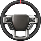 MEWANT DIY Black Smooth Woven Embossed Faux Leather Steering Wheel Cover for Ford F150 F250 F350 Expedition 2018-2021