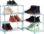 4-Tier Stackable Small Shoe Rack, Lightweight Shoe Shelf Storage Organizer for Entryway, Hallway and Closet (Blue)