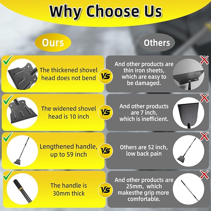Garden Flat Shovel Scraper,59" Steel Handle Multifunctional Cleaning Shovel,Ice Chopper for Driveway,Weeding,Edging,Trenching,and Mud Scraping,As Well as Summer Lawn Maintenance