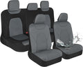 Motor Trend Waterproof Car Seat Covers Full Set – Black & Gray Seat Covers for Car Front & 60/40 Split Back Bench - Carseat C
