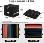 ETRONIK Fireproof Document Box with Lock, 2 Layer File Cabinet Organizer with 5 Tab Inserts, Portable Office Collapsible File