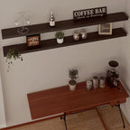 IEO Long Wooden Floating Shelves for Room Wall, Natural Wood Floating Shelves Wall Mounted Kitchen Shelf for Living Room, Bed