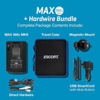Escort MAX 360c MKII Laser Radar Detector & Escort Direct Wire Power Cord: Dual-Band Wi-Fi and Bluetooth, 360° Directional Ar