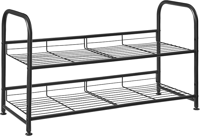 SONGMICS Shoe Rack, 2 Tier Shoe Organizer for Closet, Holds up to 8 Pairs of Shoes, Shoe Rack for Front Door Entrance, Metal 