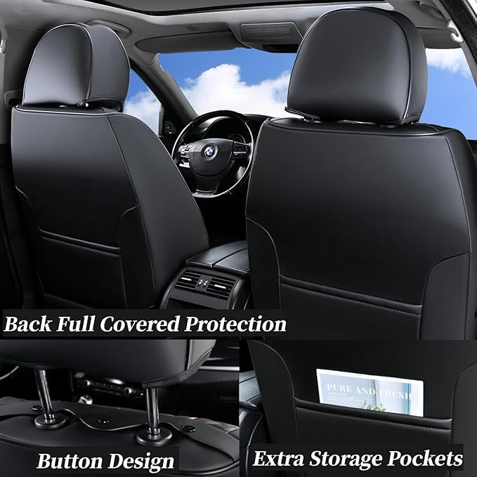 Coverado Car Seat Covers, 2 Packs Front Seat Cover, Faux Leather Waterproof Seat Covers, Driver Seat Covers, Car Seat Protect