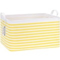 Sea Team Collapsible Canvas Fabric Storage Basket with Handles, Rectangle Waterproof Storage Bin, Box, Cube, Foldable Shelf B