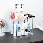 2 Tier Bathroom Counter Organizer, Clear Bathroom Counter Shelf for Vanity Countertop, Kitchen, Sink Storage, Tiered Skincare