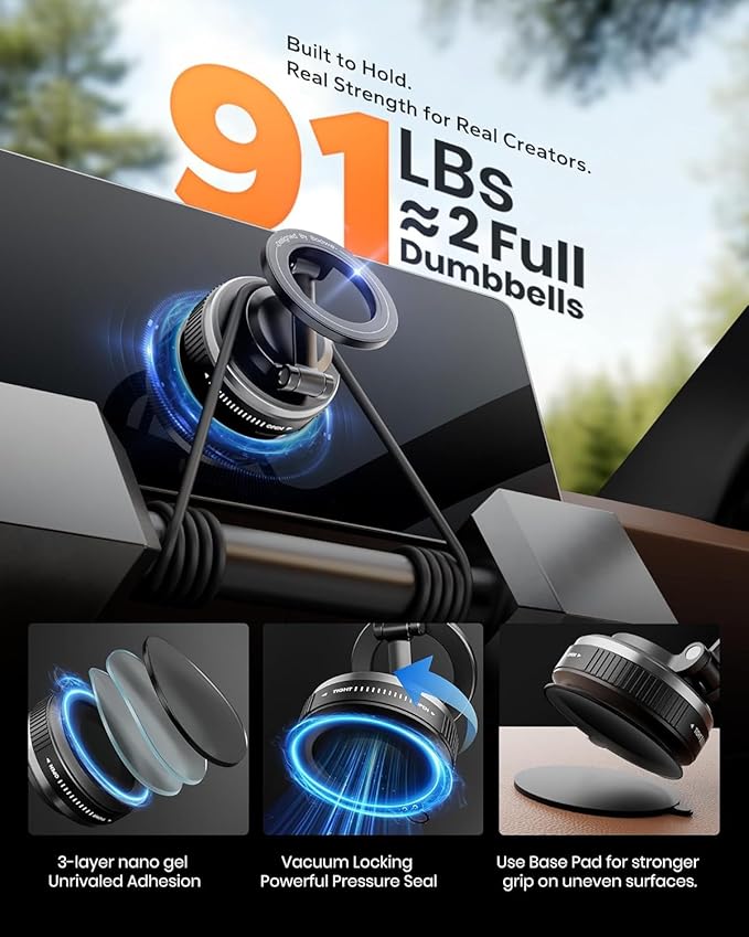 Magnetic Phone Holder for Car, Car Mount 360 Adjustable Vacuum Suction Cup, Phone Mount for Car Accessories/Windshield/Mirror/Kitchen/Gym for iPhone 17 Pro Max 16 15 14 13