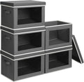 Homsorout Stackable Storage Bins with Lids - Large Decorative Basket with Lids, Fabric Foldable Closet Organizer Bins, Shelf 