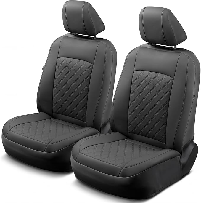 GIANT PANDA 2PCS Front Car Seat Cover for Toyota Rav4 Camry Highlander Corolla Prius Corolla Cross Venza Avalon, Faux Leather