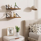 Deep Floating Shelves,16"Wx10"D Floating Shelves for Wall Set of 2,Heavy Duty Wood Floating Shelf with Metal Bracket,Wall Mou