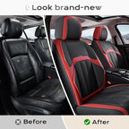 Coverado Car Seat Covers Front Set, Luxury Nappa Leather Seat Covers Universal Fit Waterproof Non-Slip Breathable Automotive 