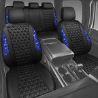 CAR PASS Bling Diamond Black Leather Car Seat Covers Full Set Interior Sets, Waterproof Shining Glitter Sparkly Crystal Unive