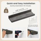 Picture Ledge Wall Shelves 16 inch Width Set of 2, Solid Pine Wood Rustic Floating Ledge Shelves for Wall for Kids' Room Bedr